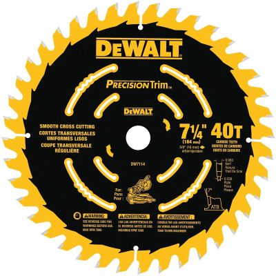 DWTDW7114PT image(0) - DEWALT Miter Saw Blade, Precision Trim, 7-1/4-Inch, 40-Tooth