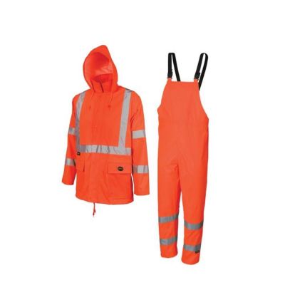 SRWV1080350U-L image(0) - Pioneer Pioneer - 150D Oxford Poly/PVC Waterproof Rainsuit - Hi-Vis Orange - Size Large