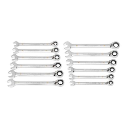 KDT86628 image(0) - GearWrench 12 Piece 90-Tooth 12 Point Metric Reversible Ratcheting Wrench Set with Wrench Roll