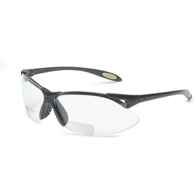 UVXA952 image(0) - Uvex Reader/Magnifier Safety Glasses, Black Frame, +2.5 Diopter Clear Lens with Anti-Scratch Hardcoat - A952