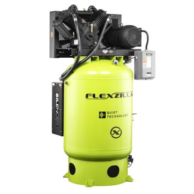 LEGFS10V120V1 image(0) - Legacy Manufacturing Flexzilla&reg; Air Compressor with Silencer&trade;, Stationary, Splash Lubricated, 10 HP, 120 Gallon, 230 Volt, 1-Phase, 2-Stage, Vertical, ZillaGreen&trade;