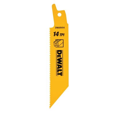DWTDW4807 image(0) - DEWALT Reciprocating Saw Blades, Straight Back, 4-Inch, 14 Tpi, 5-Pack