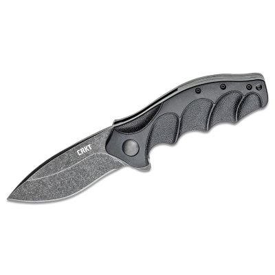 CRKK221KKP image(0) - CRKT (Columbia River Knife) Foresight 1.4116 Stonewash Plain Blade Assisted Folding Knife with Liner Lock Glass-Reinforced Nylon Handle - Black