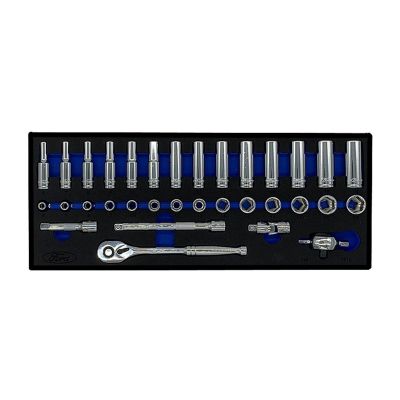 KTIFHT3833 image(0) - K Tool International 33Pc 3/8" Dr Met 6 Pt Std and Dp Socket Set FORD