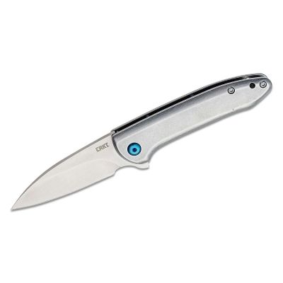 CRK5385 image(0) - CRKT (Columbia River Knife) Delineation 8Cr13MoV Satin Plain Blade Assisted Folding Knife with Frame Lock Stainless Steel Handle - Silver