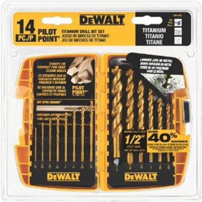 DWTDW1354 image(0) - DeWalt 14-pc. IMPACT READY Titanium Drill Bit Set with TOUGHCASE + SYSTEM
