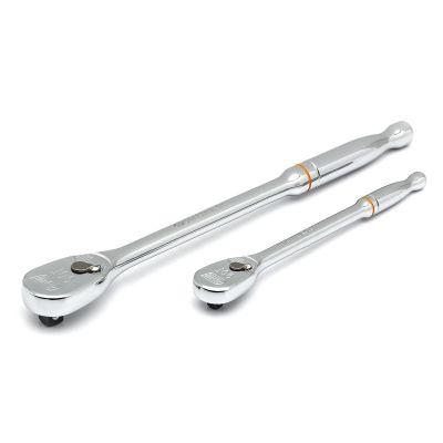 KDT81268T image(1) - GearWrench 2 Piece 1/4 Inch & 3/8 Inch Drive 90-Tooth Long Handle Teardrop Ratchet Set