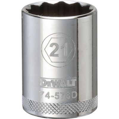 DWTDWMT74578OSP image(0) - DEWALT 12 Point 1/2" Drive Socket 21Mm