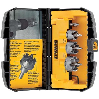 DWTDWACM1802 image(0) - DEWALT Hole Saw Kit, Metal Cutting, Carbide, 3-Piece