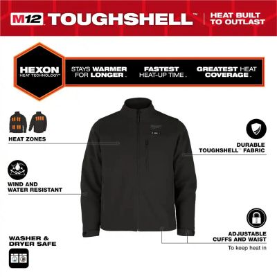 MLWM100B-212X image(0) - Milwaukee Tool M12 Heated TOUGHSHELL Jacket Kit, Black, 2X