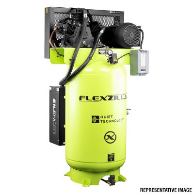 LEGFS10V080V1 image(0) - Legacy Manufacturing Flexzilla&reg; Air Compressor with Silencer&trade;, Stationary, Splash Lubricated, 10 HP, 80 Gallon, 230 Volt, 1-Phase, 2-Stage, Vertical, ZillaGreen&trade;