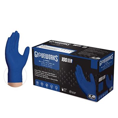 AMXGWRBN49100 image(0) - Gloveworks Royal Blue Nitrile Raised Diamond Texture Disposable Gloves, Size XX-Large