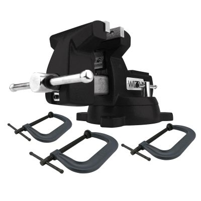 WIL21500K image(0) - Wilton Holding Strong Kit with Black 746 Mechanics Vise and 3-Piece 402/404/406 C-Clamp Set