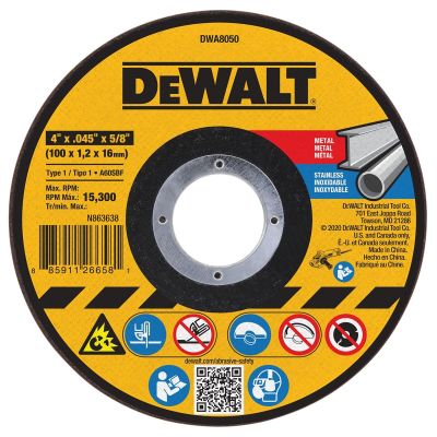 DWTDWA8050 image(0) - DEWALT 4 In x .045 in Aluminum Oxide Abrasive Chop / Cut-Off Blade with 5/8 in Arbor For Concrete & Masonry Cutting (1 Pack)