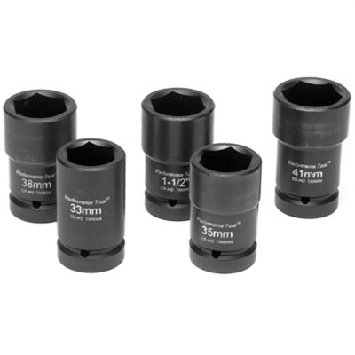 WLMW89315 image(0) - Wilmar Corp. / Performance Tool 5 Pc 1" Dr. Budd Wheel Socket