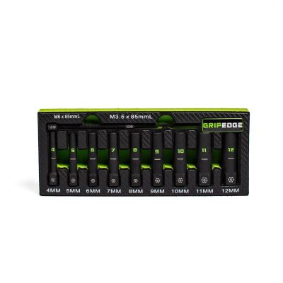 GETXAM9DS image(0) - Grip Edge Tools 9-PC 1/4" Drive Metric RPT Socket Extractor with FORS set (deep length)