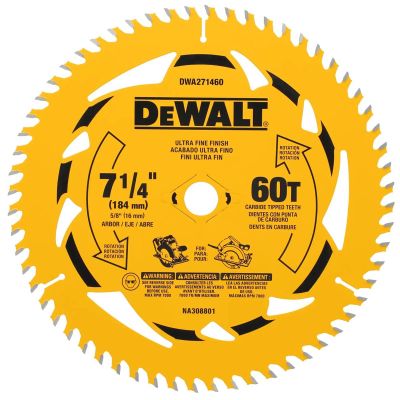 DWTDWA271460B10 image(0) - DEWALT 7-1/4 in. 60T Circular Saw Blade