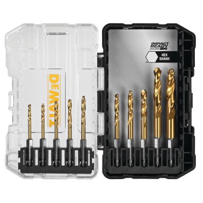DWTDD5160 image(0) - DEWALT IMPACT READY 10 Pieces Titanium Nitride Coating Drill Bit Sets with ToughCase+ System