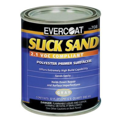 FIB708 image(0) - Fibre glass Evercoat SLICK SAND 100708 Extra High-Build Polyester Primer Surfacer, 1 qt Round Can, Gray