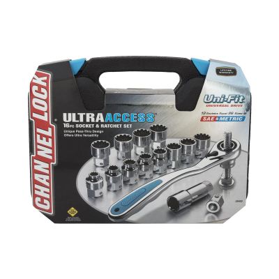 CHA39100 image(0) - Channellock 16-PC PASS-THRU SOCKET RATCHET