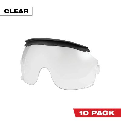 MLW48-73-1454 image(0) - Milwaukee Tool 10pk Gasketed Clear Eye Visor Replacement Lenses (Milwaukee® BOLT Safety Helmet & BOLT Hard Hat Mount)