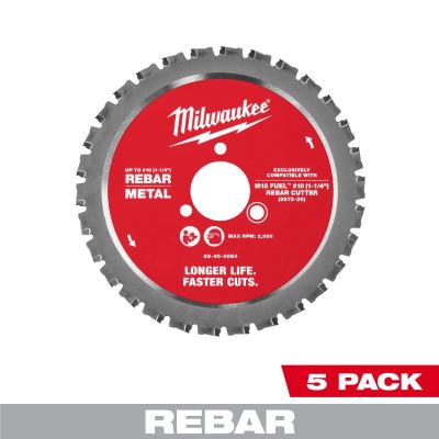 MLW48-40-4065 image(0) - Milwaukee Tool Number 10 (1-1/4 inch) Rebar Cutting Blade - 5 PK