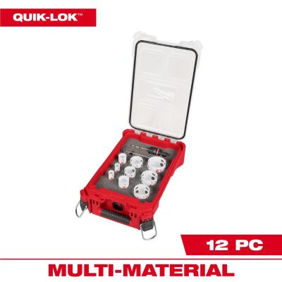 MLW49-22-4702 image(0) - Milwaukee Tool 12 Piece QUIK LOK HOLE DOZER Bi-Metal Kit with PACKOUT Compact Organizer