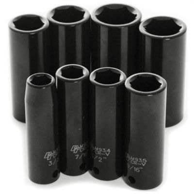 WLMM594DB image(0) - Wilmar Corp. / Performance Tool 8 Piece 3/8" Drive SAE DW Impact Socket Set