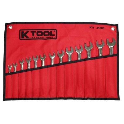 KTI41800 image(0) - K Tool International Wrench Set 13 Piece Combination Hi Polish Metric