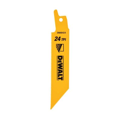 DWTDW4812 image(0) - DEWALT Reciprocating Saw Blades, Straight Back, 4-Inch, 24 Tpi, 5-Pack