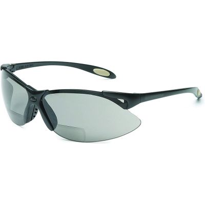 UVXA962 image(0) - Uvex Reader/Magnifier Safety Glasses, Black Frame, +2.5 Diopter TSR Gray Lens with Anti-Scratch Hardcoat - A962