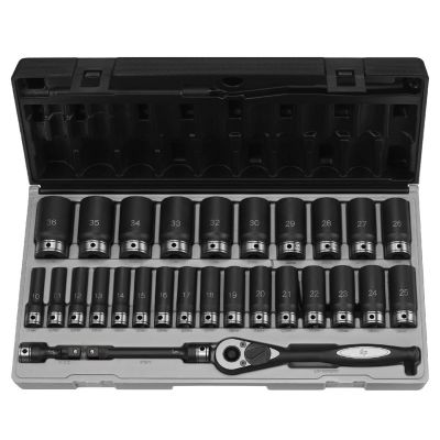 GRE82629MD image(0) - Grey Pneumatic 1/2" Drive 29 Piece Metric Deep Duo-Socket Set - 6 Point