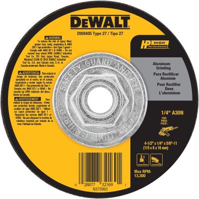 DWTDW8405 image(0) - DEWALT 4" x 1/4" x 5/8" Aluminum Grinding Wheel HP