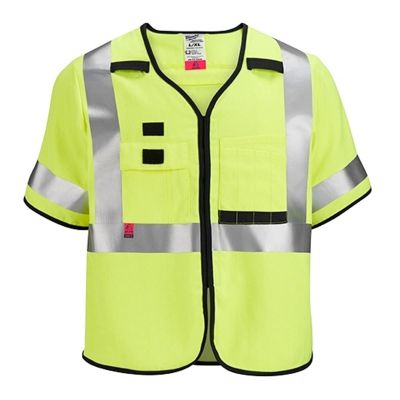 MLW48-73-5324 image(0) - Milwaukee Tool AR/FR Cat. 1 Class 3 High Visibility Yellow Safety Vest - 4XL/5XL