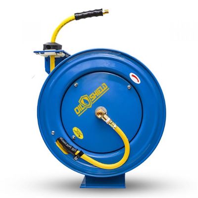 BLBOSRHD3850 image(0) - BluBird OilShield Heavy-Duty Retractable Rubber Air Hose Reel 3/8 Inch X 50 feet with 3 inch Lead-in Hose