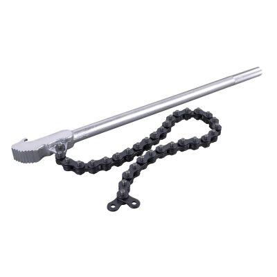 CAL87000 image(0) - Horizon Tool Use to loosen and or grip an array of round, square, or other multifaceted objects with a 24" heat-treated chain, 20" chrome-plated handle for extra leverage, and knurled handle for grip.