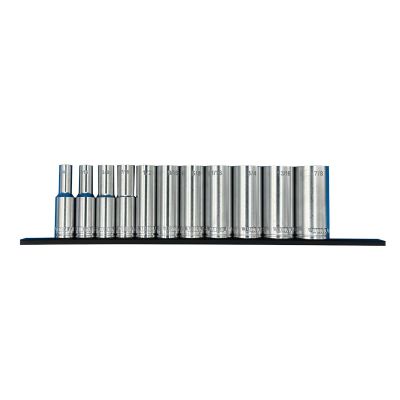 VIMS600D image(0) - VIM Tools 11 PC. 3/8-INCH  DR. DEEP SAE 6 POINT SOCKET SET W/ 12-INCH BLACK MAGRAIL