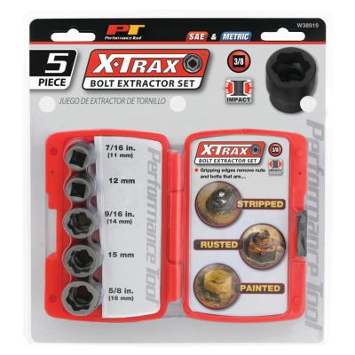 WLMW38919 image(0) - Wilmar Corp. / Performance Tool 5 Piece 3/8" Drive Bolt Extractor Set