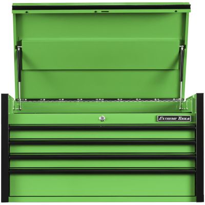 EXTDX412504CHGNBK image(0) - Extreme Tools DX Series 41in. W X 25in. D 4 Drawer Top Chest, 100 lbs Slides, Green with Black Drawer Pulls
