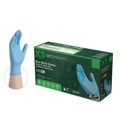 AMXX342100 image(0) - Xtreme S X3 Powder Free Textured Blue Nitrile