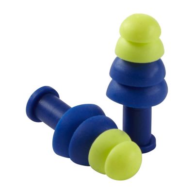 SRWS23420 image(0) - Sellstrom Earplugs - Reusable - Tapered - Uncorded - Blue/Hi-Viz Green - NRR 27 - 100 Pair Dispenser Box