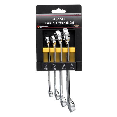 WLMW30430 image(0) - Wilmar Corp. / Performance Tool 4 Piece SAE Flare Nut Wrench Set