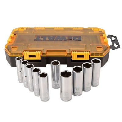 DWTDWMT73815 image(0) - DEWALT Drive Socket Set, Metric, 1/2-Inch Drive, 10-Piece