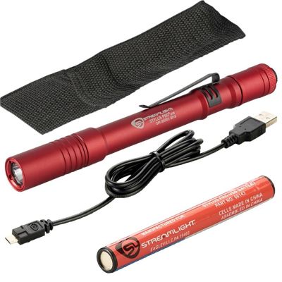 STL66137 image(0) - Streamlight Stylus Pro USB with USB Cord, Nylon Holster - Red with White LED