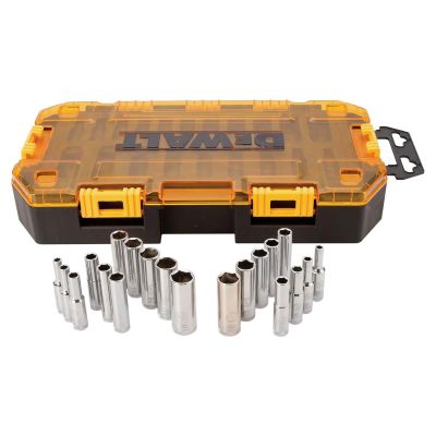 DWTDWMT73811 image(0) - DEWALT 20 Piece 1/4 in Drive Deep Combination Socket Set