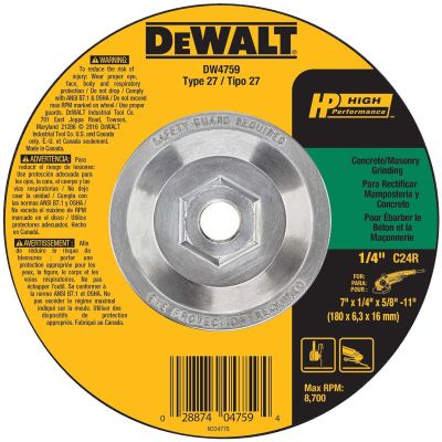 DWTDW4759 image(0) - DEWALT 7-Inch By 1/4-Inch By 5/8-Inch-11 Concrete/Masonry Grinding Wheel