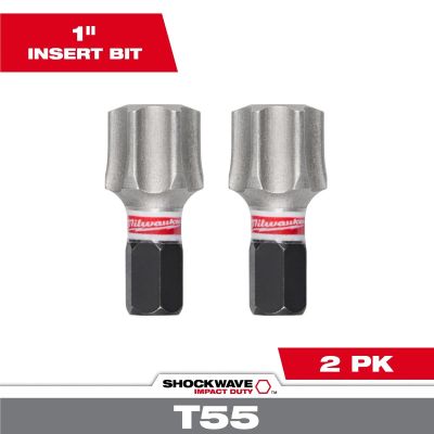 MLW48-32-6003 image(0) - Milwaukee Tool SHOCKWAVE Impact Duty 1 Inch T55 Insert Bits 2Pk