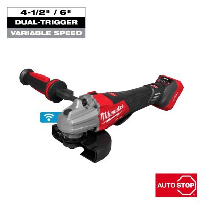 MLW3676-20 image(0) - Milwaukee Tool M18 FUEL 4 1/2 Inch - 6 Inch Dual Trigger Braking Grinder, Paddle Switch w/ ONE KEY