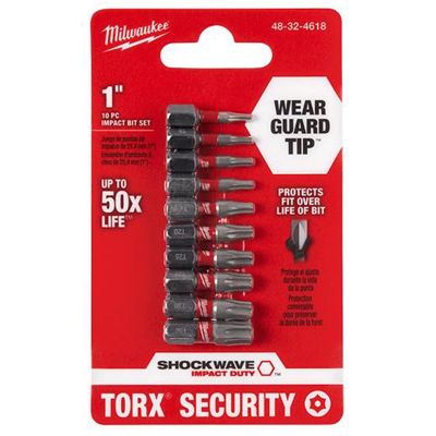 MLW48-32-4618 image(0) - Milwaukee Tool 10-Piece SHOCKWAVE Impact Torx® Security Insert Bit Sets (3 Pack)