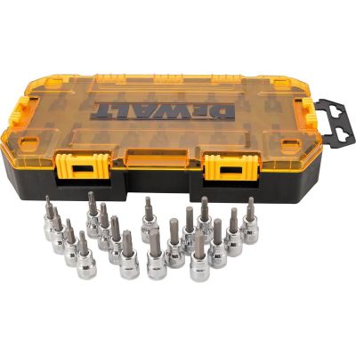 DWTDWMT73806 image(0) - DEWALT Drive Bit Socket Set, 3/8" Drive, SAE/Metric, 17-Piece